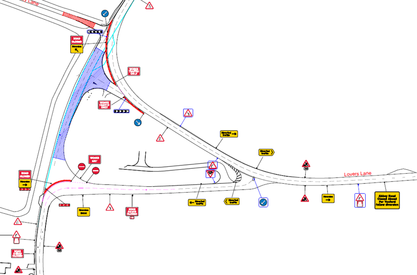 Lovers Lane Re-Alignment & Road Network Change map view